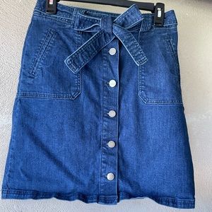 Front-Tie Jean Pencil Skirt